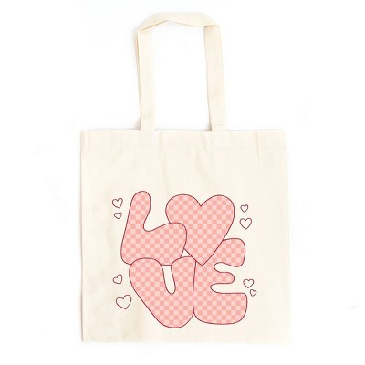 City Creek Prints Valentines Love Pink Canvas Tote Bag - 15x16 - Natural