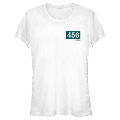 Juniors Womens Squid Game 456 Patch T-Shirt
