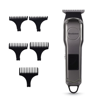 Brookstone Cordless T-Blade Hair Clipper - Rechargeable, Precision Trim, Metallic Black