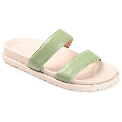 Journee Collection Womens Stellina Slide Flat Sandals Olive 9