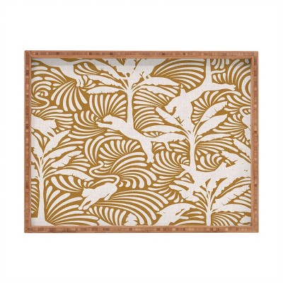 evamatise Big Cats and Palm Trees Jungle Rectangular Bamboo Tray - Deny Designs