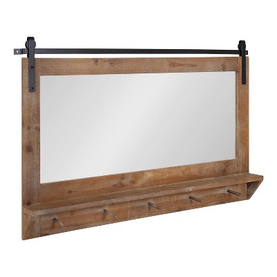 42" x 27" Cates Framed Wall Mirror with Shelf and Hooks - Kate & Laurel All Things Decor