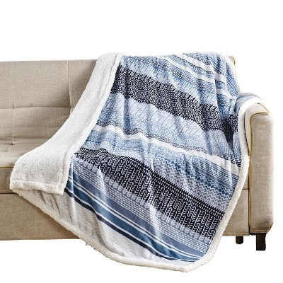 Plazatex Anissa with Plush Decorative All Season Plum Throw Blanket 50" x 60" Blue