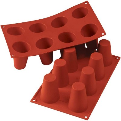 Silikomart Silicone Bakeware Baba 3.1 Oz, 2.17" Diam. x 2.36" Deep, 8 Cavities