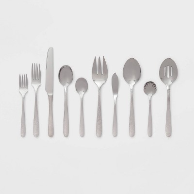 45pc Millinocket Flatware Set Silver - Threshold™: Stainless Steel Silverware Set, Forks Spoons Knives, Service for 8