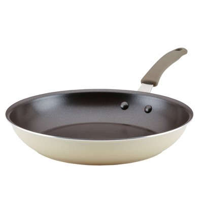Rachel Ray Cook and Create 12.5" Aluminum Non-Stick Skillet Almond: Lifetime Warranty, Oven-Safe, Gas & Electric Compatible