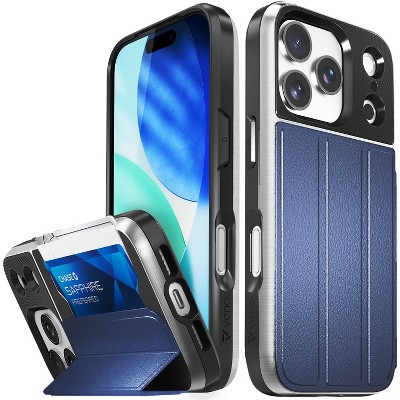 Vena vCommute For Apple iPhone 17 Pro Case Wallet, Case with Stand Leather Card Holder [Military Grade Drop Protection], Blue