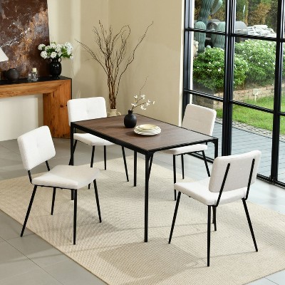 Homy Casa Dining Table – Industrial Style with Sleek Black Metal Frame