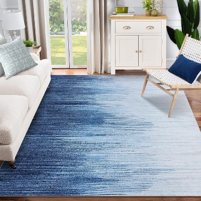 Machine Washable Area Rugs Modern Abstract Indoor Carpet with Non-Slip Backing, Low Pile, Stain Resistant Ombre Bedroom Rugs