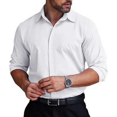 COOFANDY Men's Formal Dress Shirt Hidden Button Front Wrinkle Free Shirt Regular Fit Stretch Business Casual Shirts S-XXXL