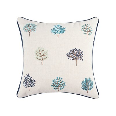 English Forest Navy Embroidered Tree Pillow - Levtex Home