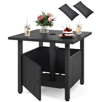 Tangkula Outdoor Side Table w/ 1.89" Umbrella Hole Patio Umbrella Table Base Stand