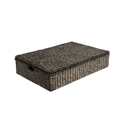 happimess Holden 30" Classic Costal Hand-Woven Hyacinth Wicker Under Bed Storage Basket with Lid