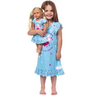 Peppa Pig Pajama Toddler Girls' Fairies Nightgown with Matching Doll Dress Light Blue
