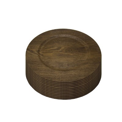 Gibson Home Feri 12 Piece 13 inch Wooden Skin Luxe Chargers