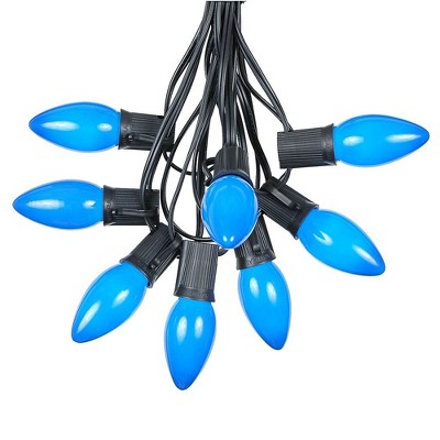 Novelty Lights 25 Feet C9 Ceramic Christmas String Light Set, Ceramic Vintage Holiday Hanging Light Set, Black Wire