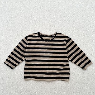 MyKids-USA Spring Baby Kids Vintage Striped Crew Neck Long Sleeve Shirt