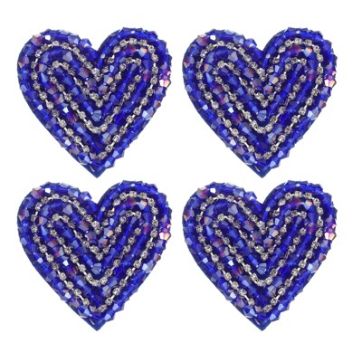Unique Bargains Heart Rhinestone Cloth Sew on Applique Patches