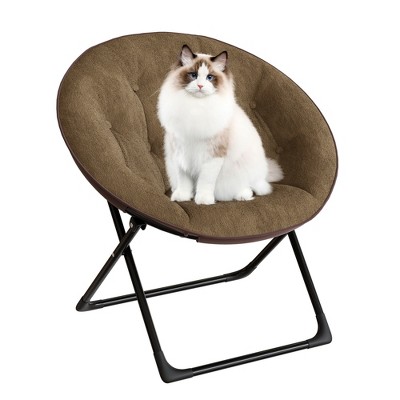 Foldable Lounger Faux Fur Saucer Chair for Dorm & Bedroom