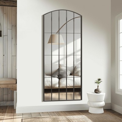 MAYEERTY Full-Length Mirror Iron Grid Right Angle Micro-Arch No Stand