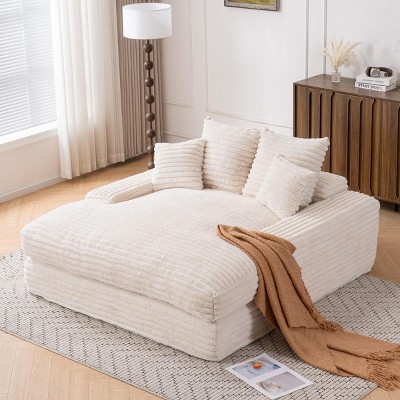 Wide Modern Chaise Lounge Sleeper Sofa Bed with Pillows, No Assembly for Living Room or Apartments -3irtyhousy