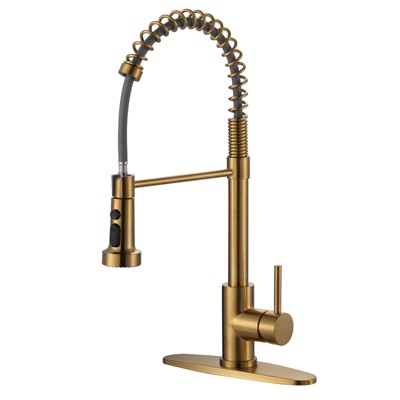 WOWOW Stainless Steel Single Handle Pull Down Sprayer Kitchen Faucet in Brushed Nickel