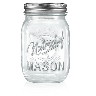 NutriChef 8 Pcs. Glass Mason Jars with Regular Lids and Bands, DIY Magnetic Spice Jars, Ideal for Meal Prep, Jam, Honey, Wedding Favors, and more