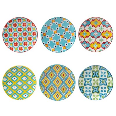 Set of 6 Damask Floral Assorted Canape Plates - Certified International