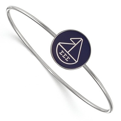 Black Bow Jewelry Sterling Silver Sigma Sigma Sigma Greek Life Bangle Bracelet 8 Inch