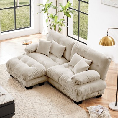 NicBex Couches for Living Room 2-Seater Sofa Cloud Couch Comfort Chenille Upholstered Sofa 2 Lumbar Pillows and 2 Throw Pillows for Bedroom