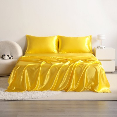 3/4 Pieces Satin Bed Sheet Set, Silky Cooling Soft Sheet Set - NTBAY
