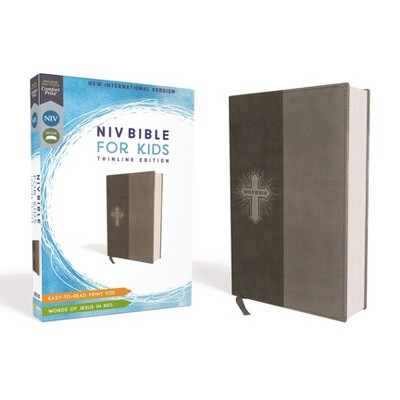 Niv, Bible for Kids, Leathersoft, Gray, Red Letter, Comfort Print - by  Zondervan (Leather Bound)
