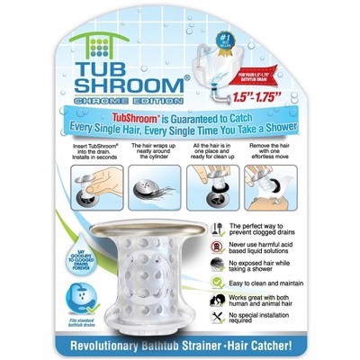 TubShroom (Chrome Edition) The Hair Catcher That Prevents Clogged Tub Drains