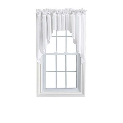 Ellis Stacey 3" Rod Pocket High Quality Fabric Solid Color Window Lined Swag Set White