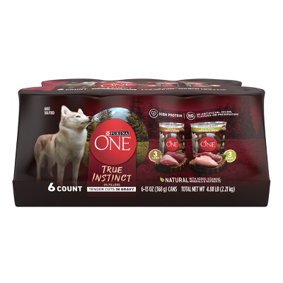 Purina ONE SmartBlend True Instinct Tender Cuts In Gravy with Real Turkey,Chicken, Duck and Venison Wet Dog Food - 13oz/6ct Variety Pack