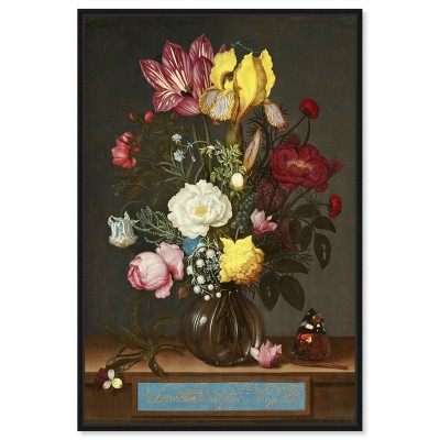 Art Remedy Ambrosius Bosschaert the Elder - Bouquet of Flower in a glass vase Classical vintage floral vase wall art Framed