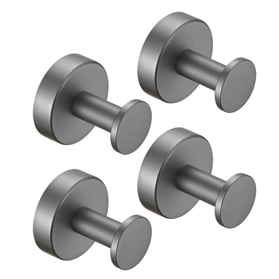 Round Base Wall Hanging Coat Hook with Screws- Gun Grey Towel Hook, 4 Pack, for Entry Shoe Cabinet, Wardrobe Bathroom Bedroom Furniture Hardware
