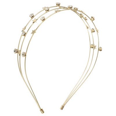 Unique Bargains Women's Elegant Three-Layer Star Headband 4.72" ID Gold Tone 1 Pc
