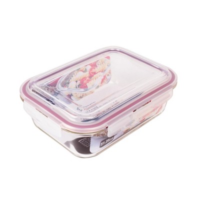 Lexi Home Rectangular Meal Prep Container with Red Lid - Oven-Safe Glass Food Storage