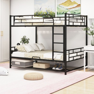 Grungis Full Over Full Loft Bed with Shelves and Guardrails,Modern Bunk Bed Can Divided Into 2 Beds,Loft and Bunk Bed for Bedroom