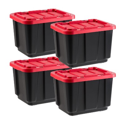 IRIS USA 11.5Gal/46Qt 4 Pack All-Weather Heavy-Duty Stackable Storage Plastic Bin Tote Container with Quick Snap Lid