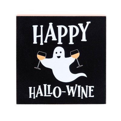 C&F Home 5" "Happy Hallo-Wine" Halloween Shelf Sitter Decoration