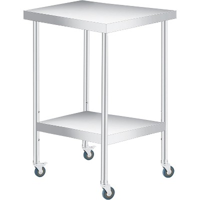 Nasitip Stainless Steel Work Table with Adjustable Undershelf, Heavy-Duty Prep Table for Kitchen, Restaurant, Garage – Silver