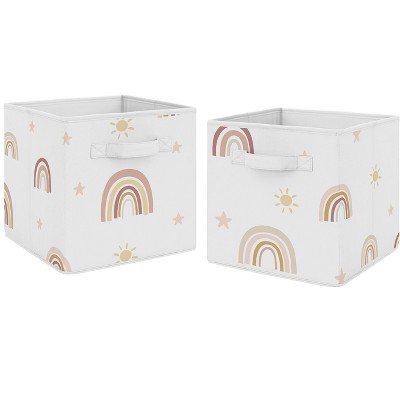 Sweet Jojo Designs Girl Fabric Storage Bins Set Boho Rainbow Collection