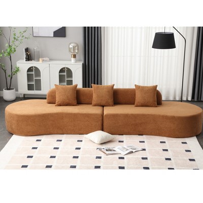 VASIP Modern Curved Modular Cloud Sofa , Soft Terrycloth Fabric, Minimalist Style for Living Room, Apartment,No Assembly Required,Beige