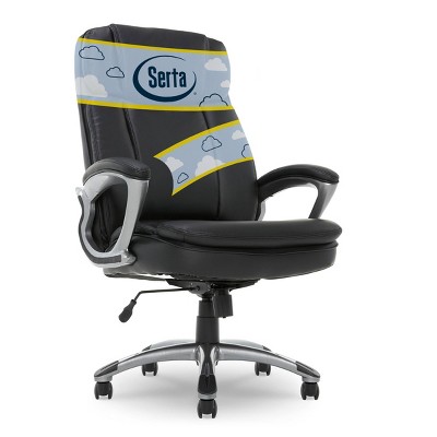 Big & Tall Executive Chair Black - Serta: Ergonomic, Adjustable Lumbar Support, Puresoft Upholstery