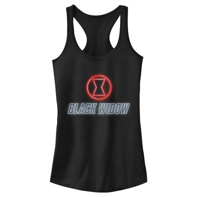 Juniors Womens Marvel Black Widow Neon Hourglass Racerback Tank Top
