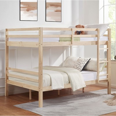 NicBex Bunk Bed with Thick Posts,Wood Bunk Bed Frame with Ladder and High Guardrail for Kids Teens Dorm Rooms
