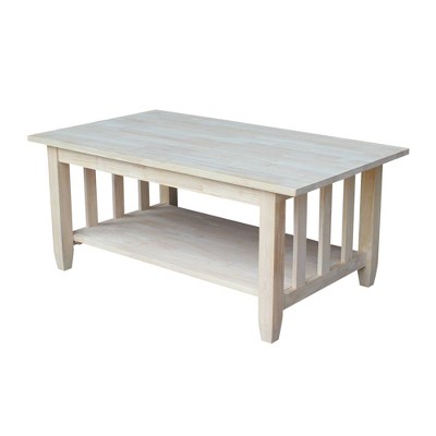 Mission Tall Coffee Table - International Concepts: Solid Wood, Farmhouse Style, Rectangular Shape, Shelf Storage