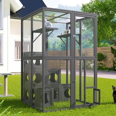 Whisen Wood Outdoor Cat House set, Shelves & Playground